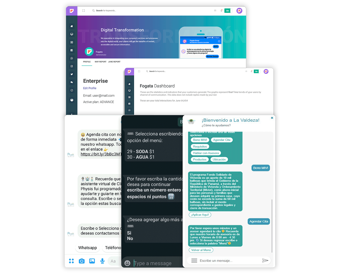 Fogata Bots interface for enterprise conversational automation